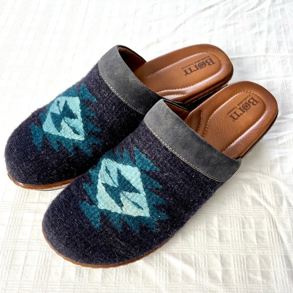 Womens Born Bandy Southwest Blanket Leather Sandal Clog Navy Blue US 11 EUR 43. - Picture 4 of 13